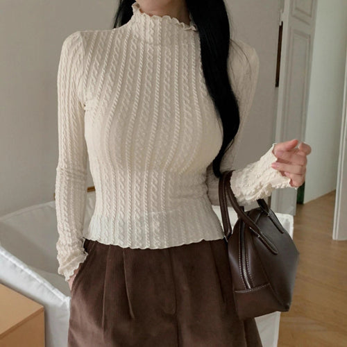 Ladies long-sleeve top with textured design Amarae