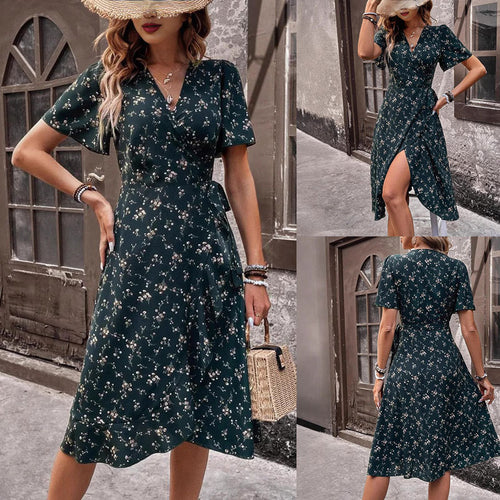 Amarae Elegant Floral Wrap Dress for Ladies