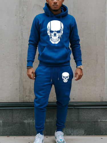 Men's Hoodie and Jogging Set with Chic Skull Art Design