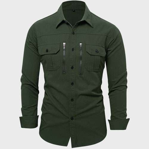 Men's cotton shirt with zip closure and chest pockets Amarae