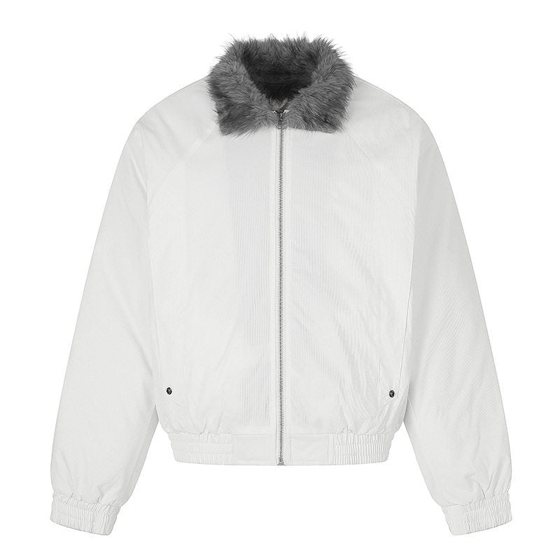 Women’s cropped bomber jacket with faux fur collar and elastic waistband Amarae