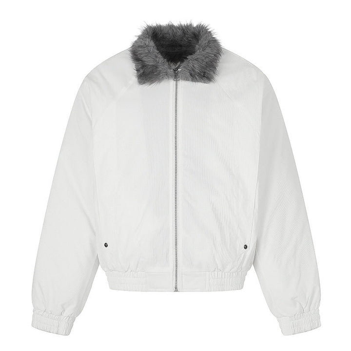 Women’s cropped bomber jacket with faux fur collar and elastic waistband Amarae
