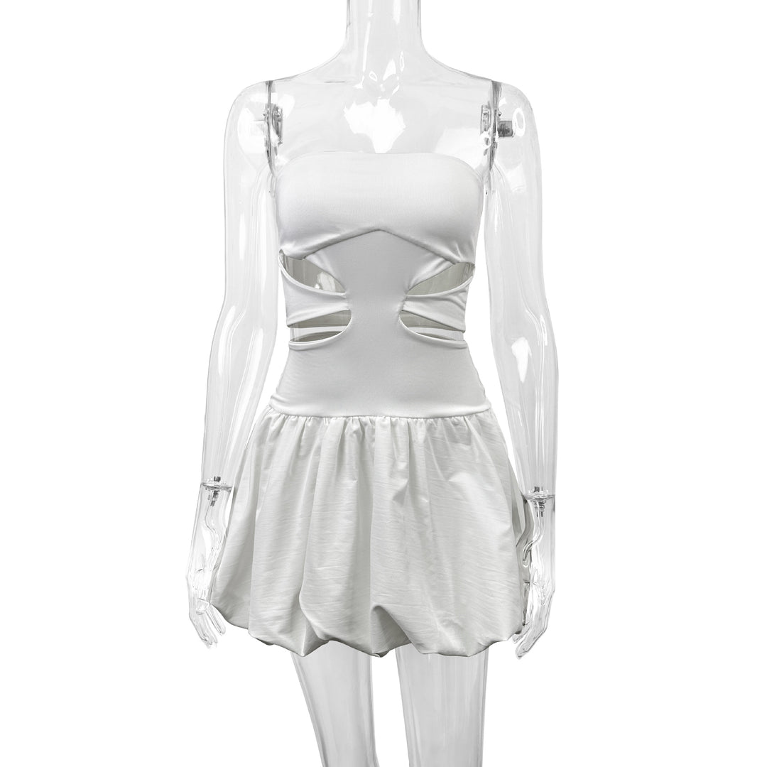 Ladies Bandeau Mini Dress with Cut-Out Details and Voluminous Skirt Lune London