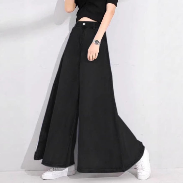 Women's High-Waisted Palazzo Jeans with Extra Wide Leg and Flowing Denim Amarae