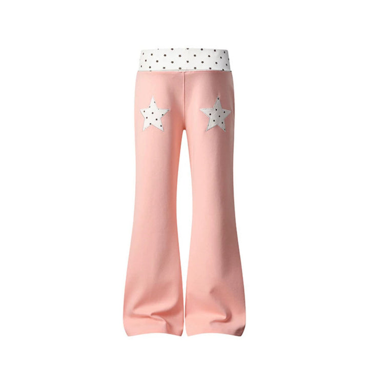 Women's Flared Lounge Pants with Cuff Waistband and Star Motif Amarae