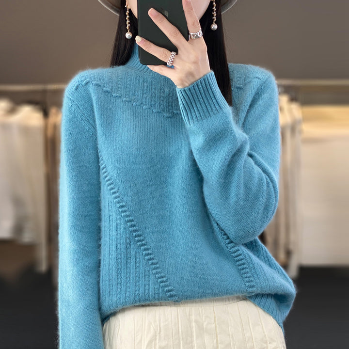 Pull en tricot pour femmes avec col structuré et coupe asymétrique Chic & Stil