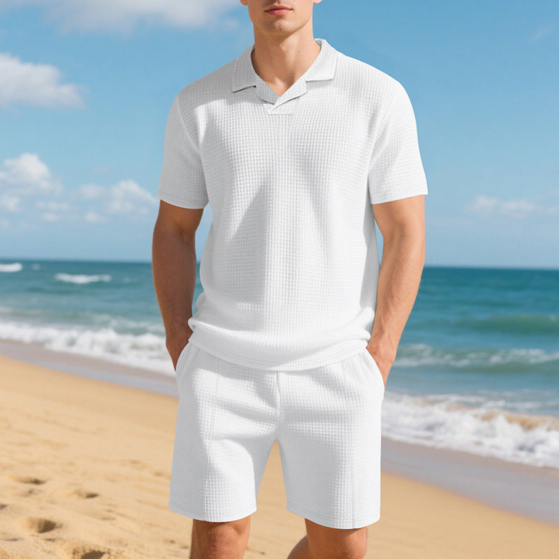 Men's high-quality short sleeve set with textured design and elastic waist Lune London
