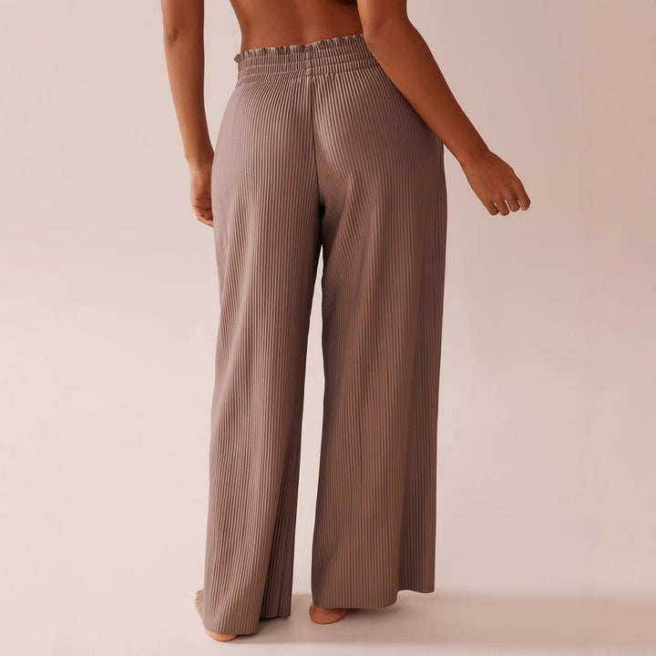Pleated women's trousers with elastic waist and side pockets Lune London