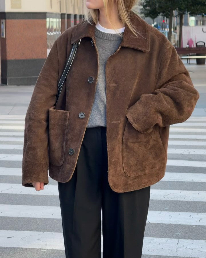 Oversized teddy jacket for women with button closure and large pockets Lune London