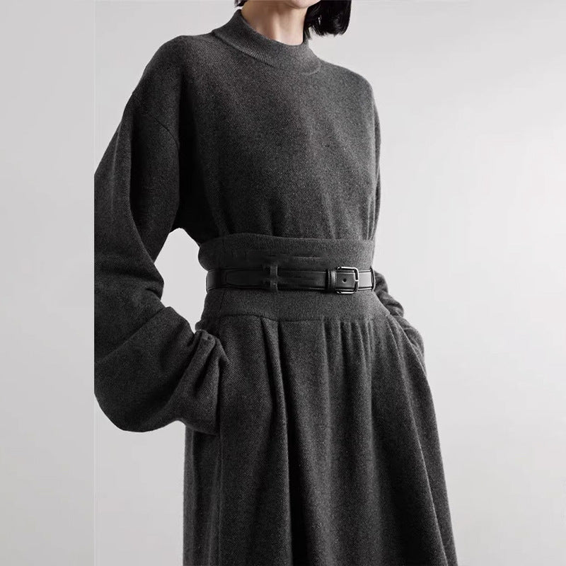 Robe tricotée élégante pour femmes avec ceinture à la taille Chic & Stil