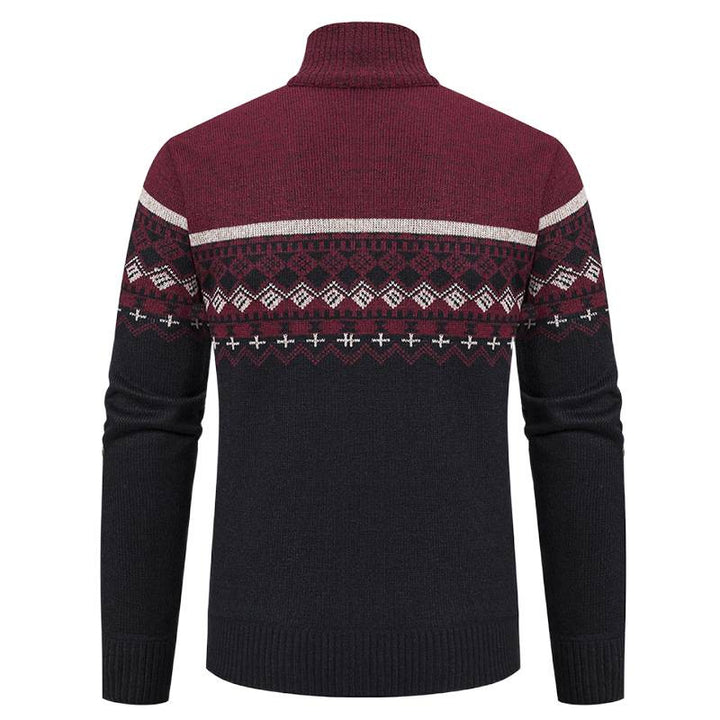 Men's knit jacket with high collar and Norwegian pattern Lune London