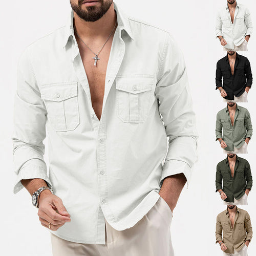 Men's long sleeve shirt with chest pockets and modern fit Amarae