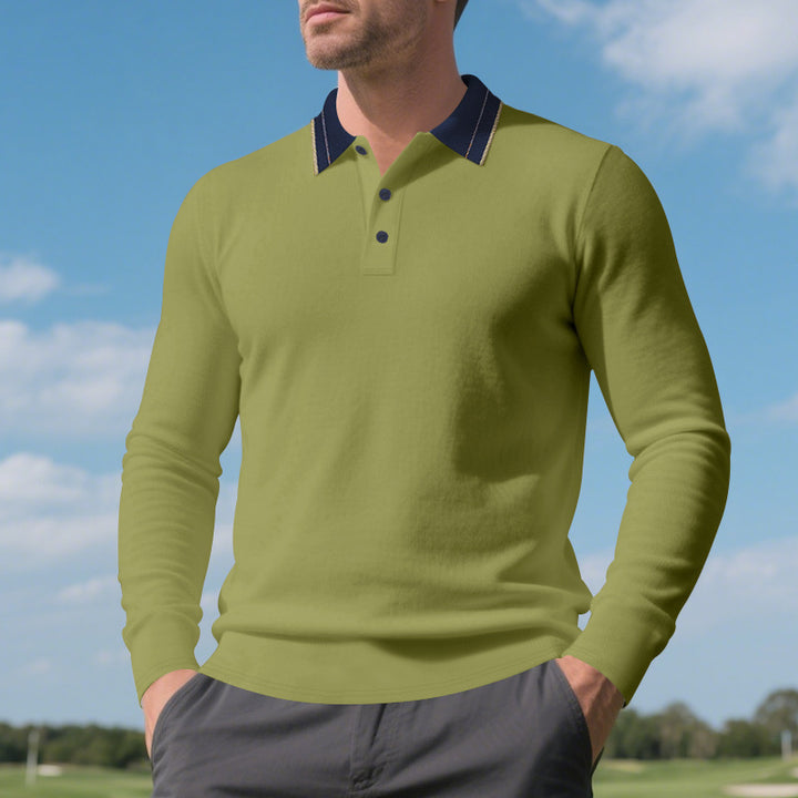 Men's long sleeve polo shirt with elegant collar Lune London