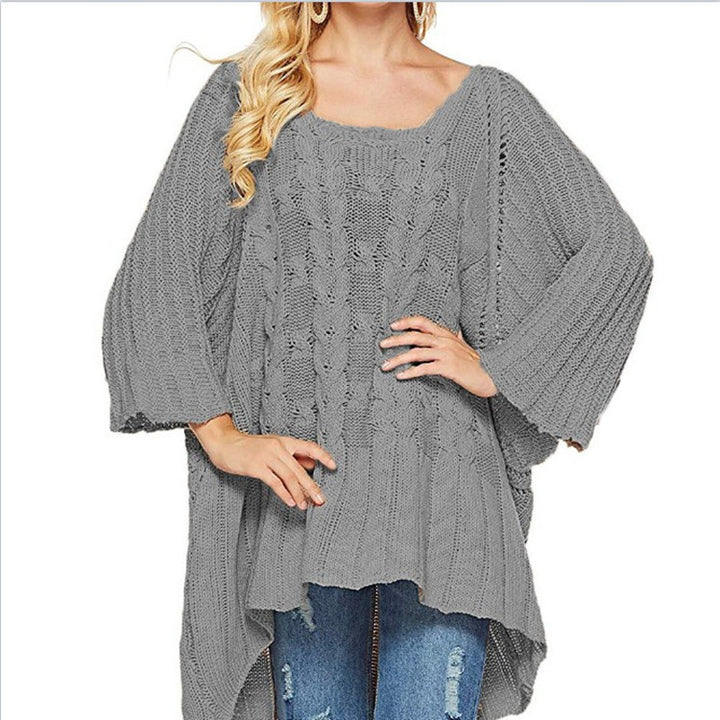 Thick knitted poncho for women with an innovative cut and a casual silhouette Lune London