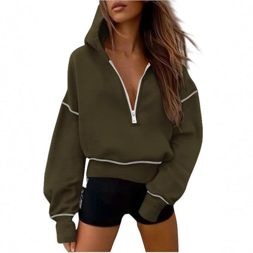 Casual hoodie for ladies with golden accents and high collar Amarae