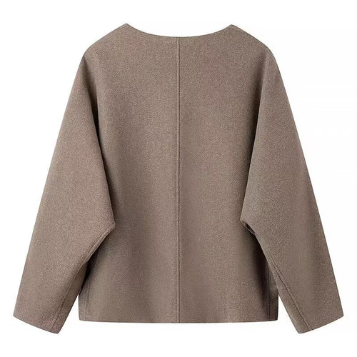Elegant long-sleeve women's jacket with V-neck and simple button detail Amarae