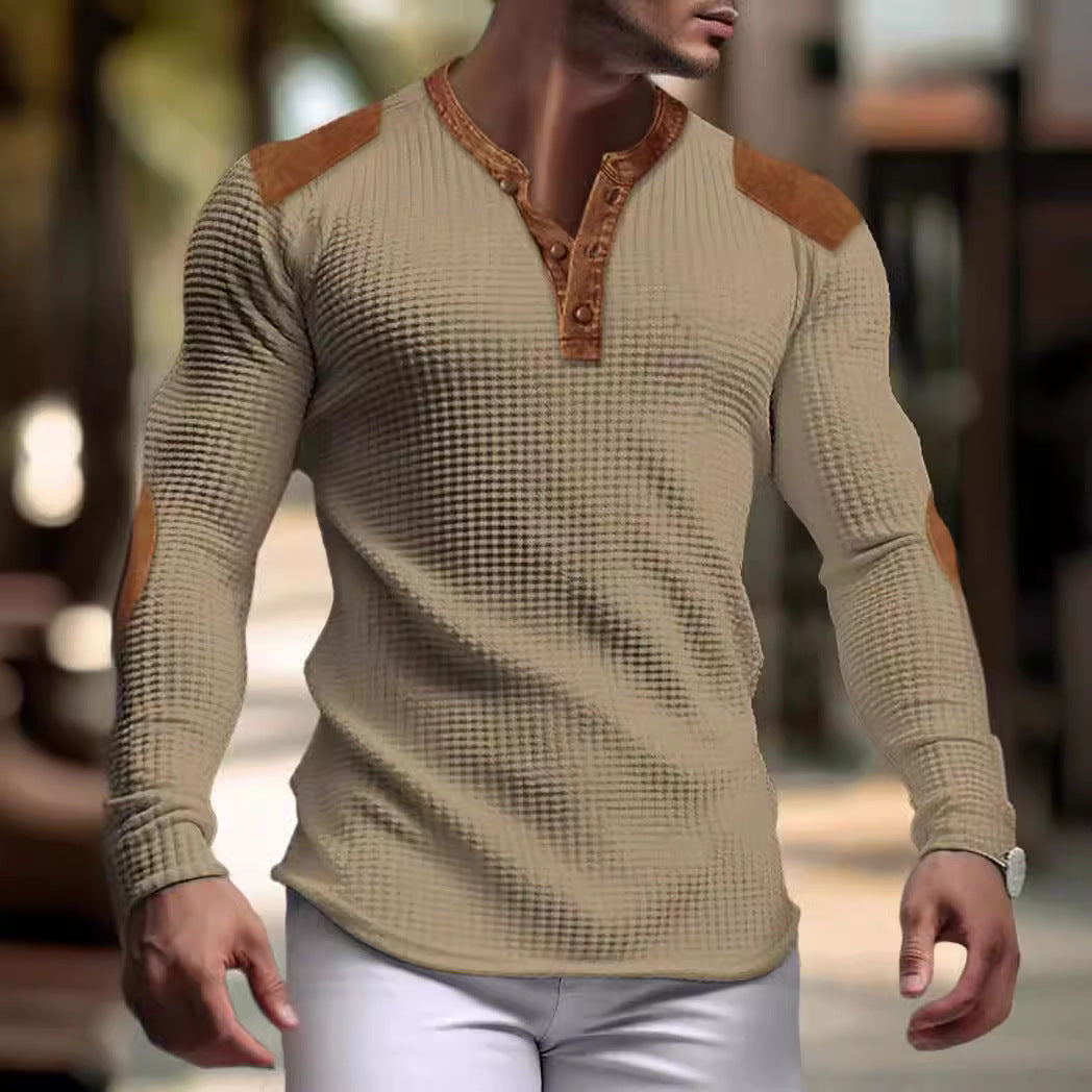 Structured long-sleeve shirt for men with trendy leather applications Lune London