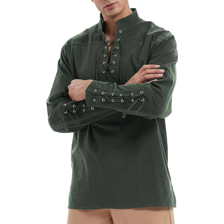 Men's long sleeve shirt with trendy laces and contrasting seams Lune London
