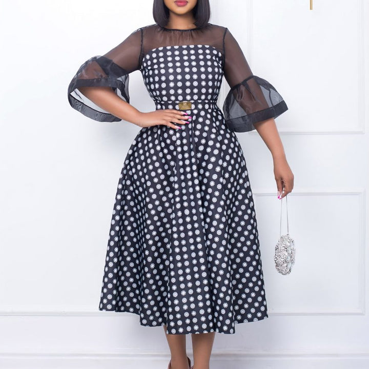 Floral dress for women with transparent sleeves Lune London