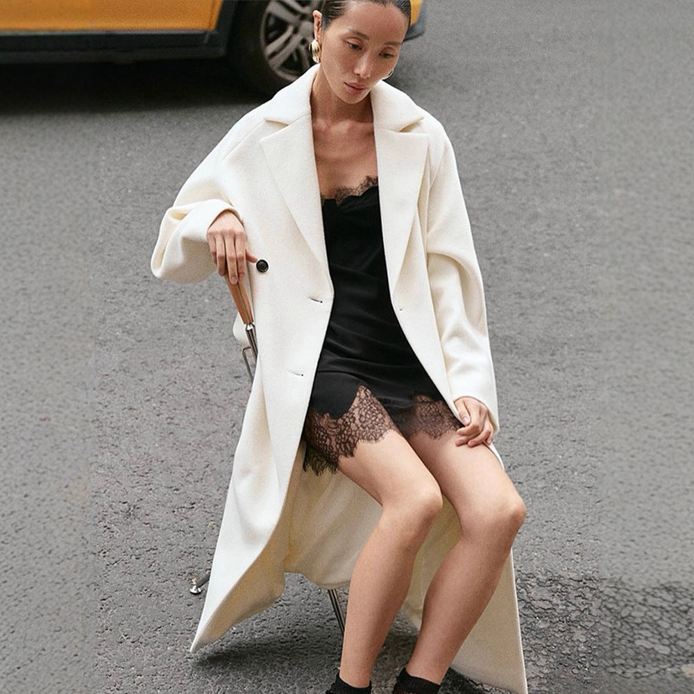 Women's Maximum Coat in clean-cut Cocoon style with high stand-up collar Amarae