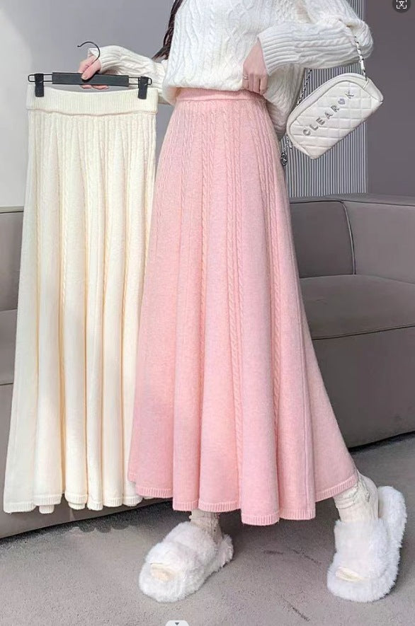 Jupe midi élégante pour femmes avec motif en maille à cable et coupe large Chic & Stil