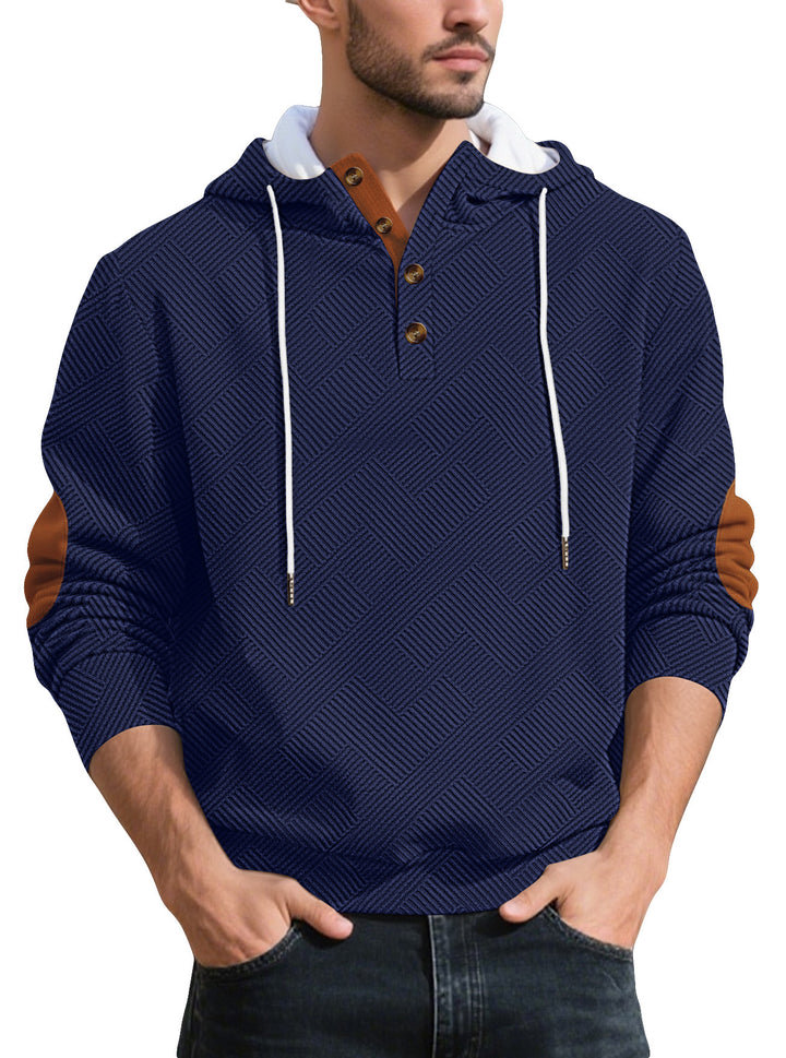 Trendy hooded sweater for men in textured material with chic and stylish accents