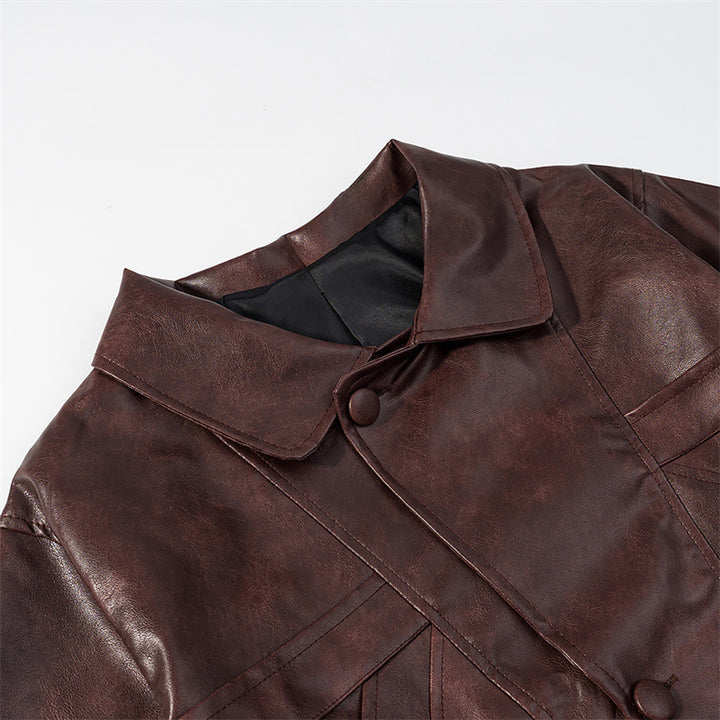 Trendy synthetic leather jacket for women with textured design Lune London