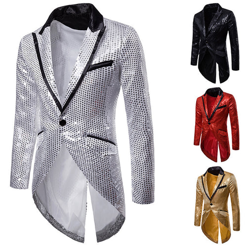 Elegant sequin blazer for men with asymmetric cut and luxurious design Amarae