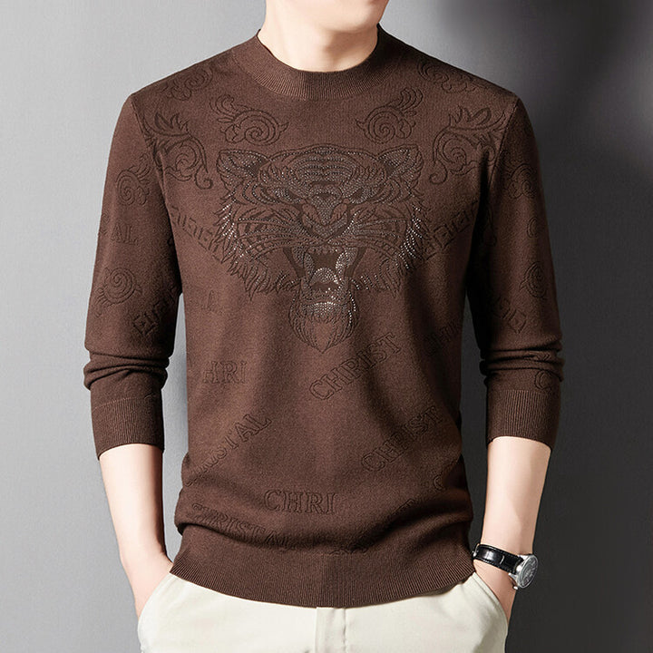 Knitted sweater for men with a unique lion pattern Lune London