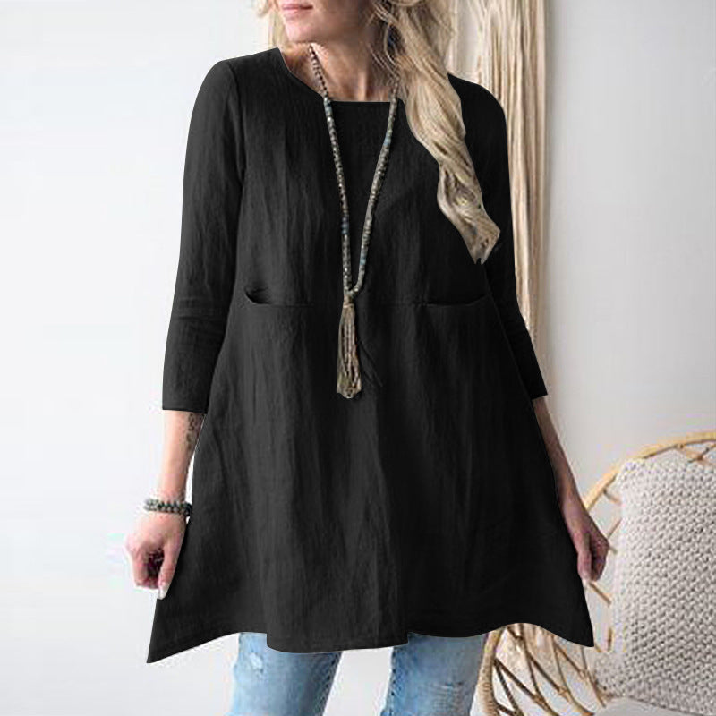 Casual tunic for women with side pockets and 3/4 sleeves Lune London