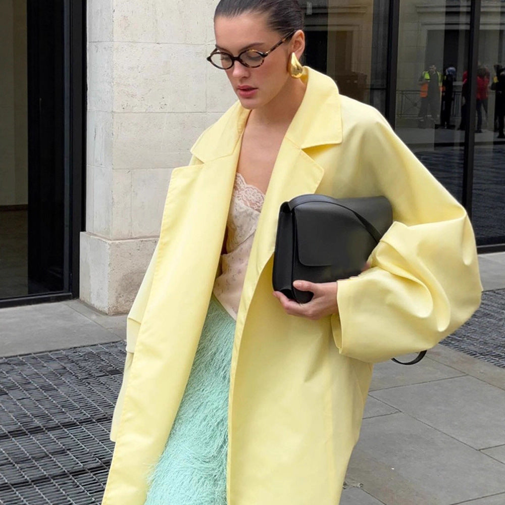 Ladies Maxilength Oversize Coat in Cocoon Cut with Concealed Button Placket Amarae