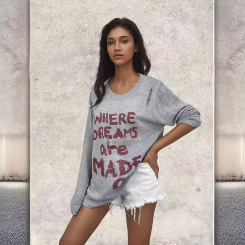 Women's sweatshirt with striking inscription and relaxed fit Amarael