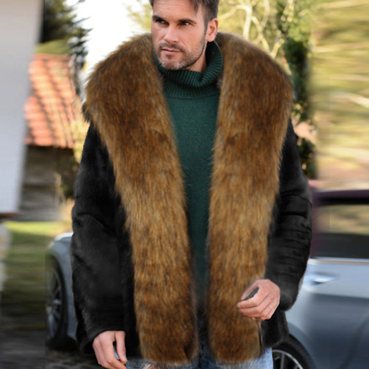 Elegant and warm fleece jacket for men with faux fur collar Lune London