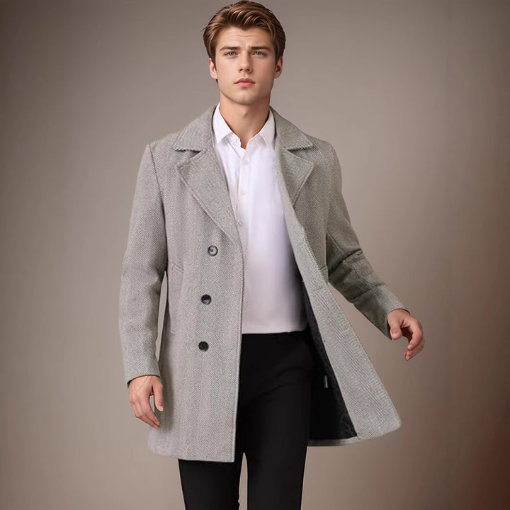 Elegant reversible coat for men with double-breasted buttons and hidden belt Amarae