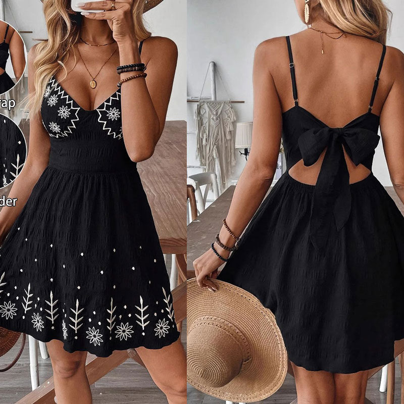 Ladies A-line embroidered summer dress Lune London