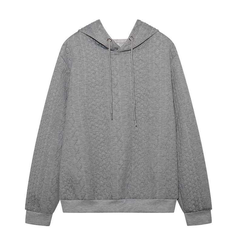 Casual knitted sweater for women with hood and textured design Amarae