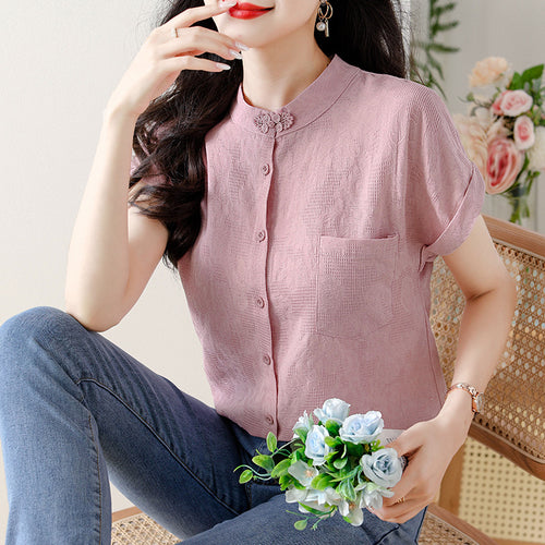 Elegant women's structured blouse with short sleeves Amarae