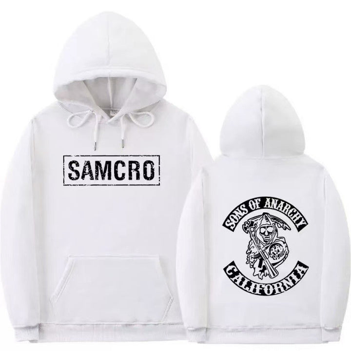 Women's hooded sweatshirt with artistic retro print and kangaroo pocket design Chic & Stil