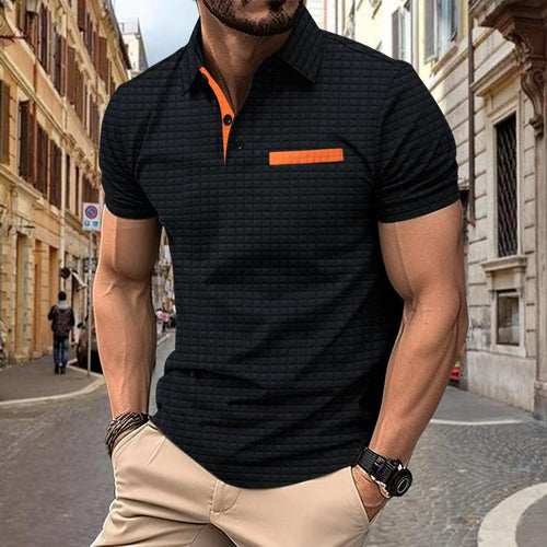 Men's short sleeve structured cotton polo with modern Amarae design