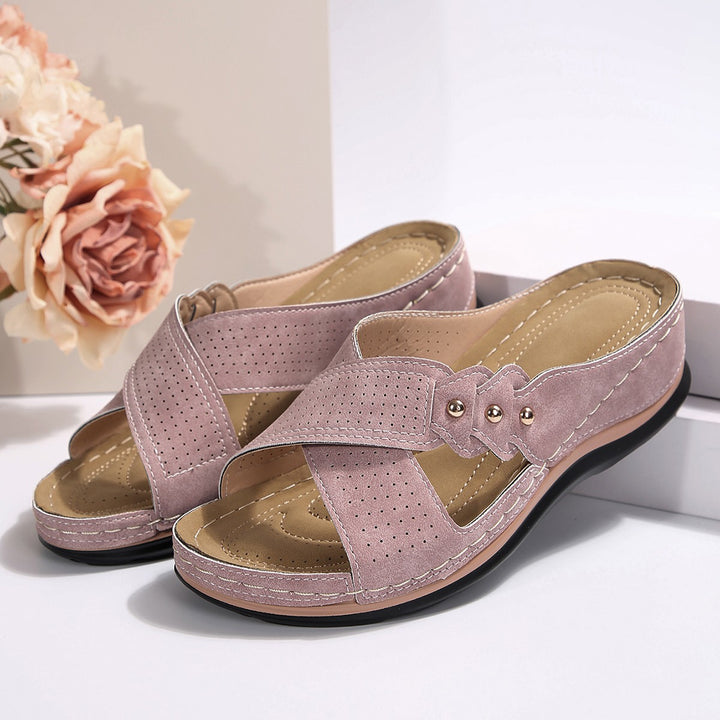 Lune London Elegant Perforated Slip-on Sandals for Women