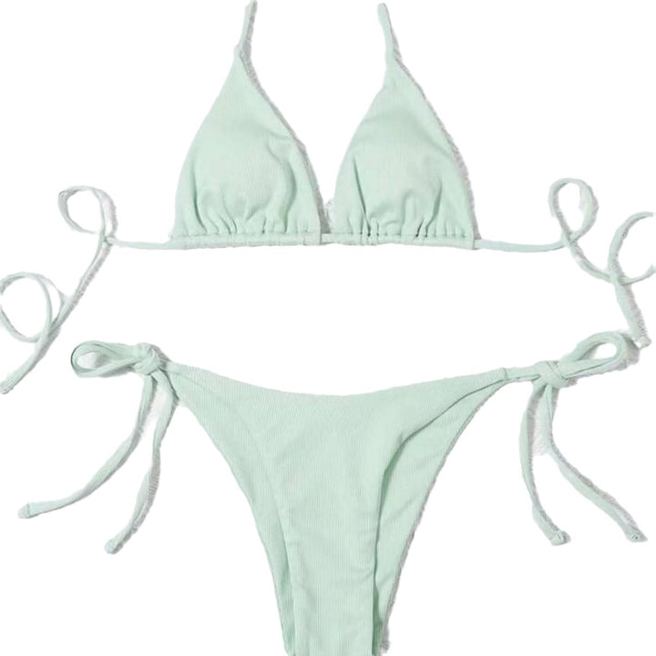 Striped bikini set for women with tie front Lune London