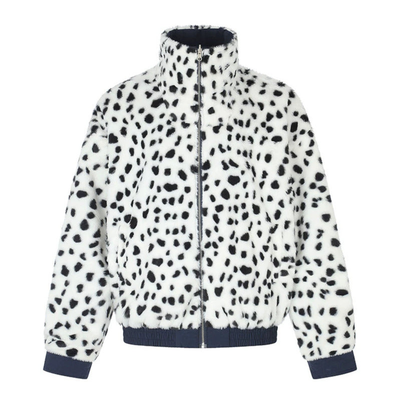 Women's Padded Blouson Jacket with Stand-Up Collar and Leopard Lining Amarae