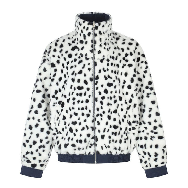 Women's Padded Blouson Jacket with Stand-Up Collar and Leopard Lining Amarae