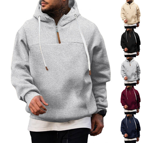 Trendy hooded sweatshirt for men with zip and practical kangaroo pockets Amarae