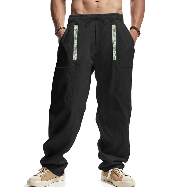 Casual linen cargo pants for men with practical side pockets and elastic waistband Lune London