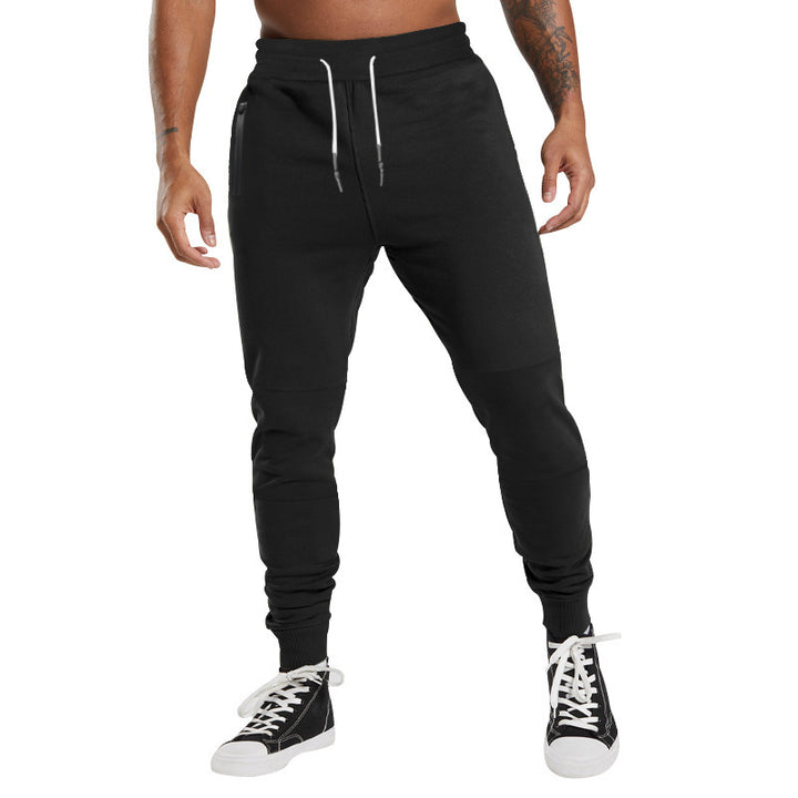 Sporty men's jogger pants with zipper and elastic waistband Lune London