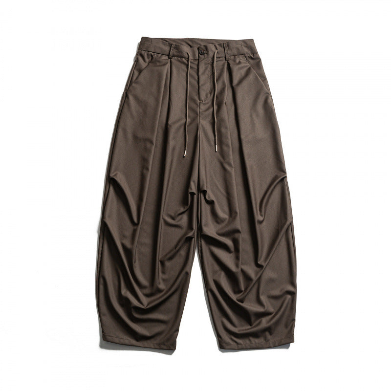 Men's Wide Pleated Baggy Pants with Pleats and Drawstring Amarae
