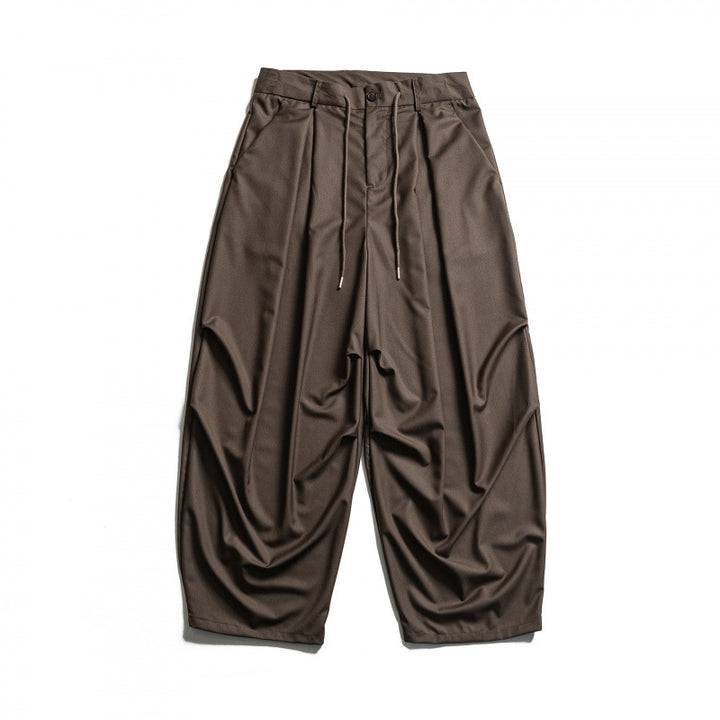 Men's Wide Pleated Baggy Pants with Pleats and Drawstring Amarae