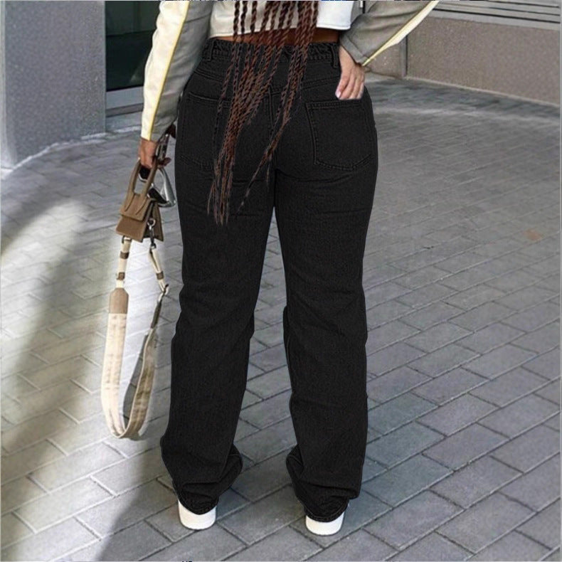 Women's high-cut wide denim jeans with pronounced ripped details and a casual fit Amarae