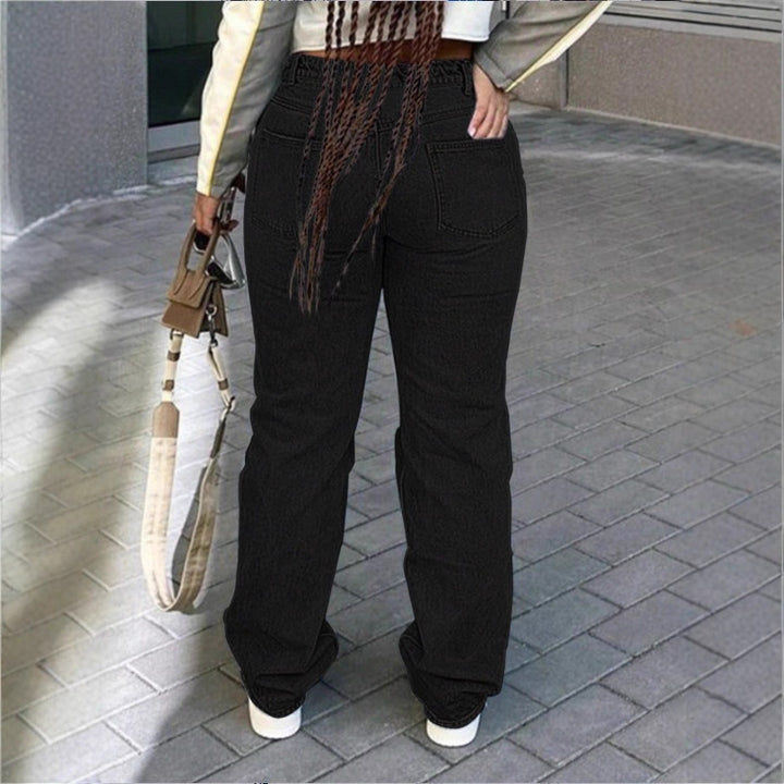 Women's high-cut wide denim jeans with pronounced ripped details and a casual fit Amarae